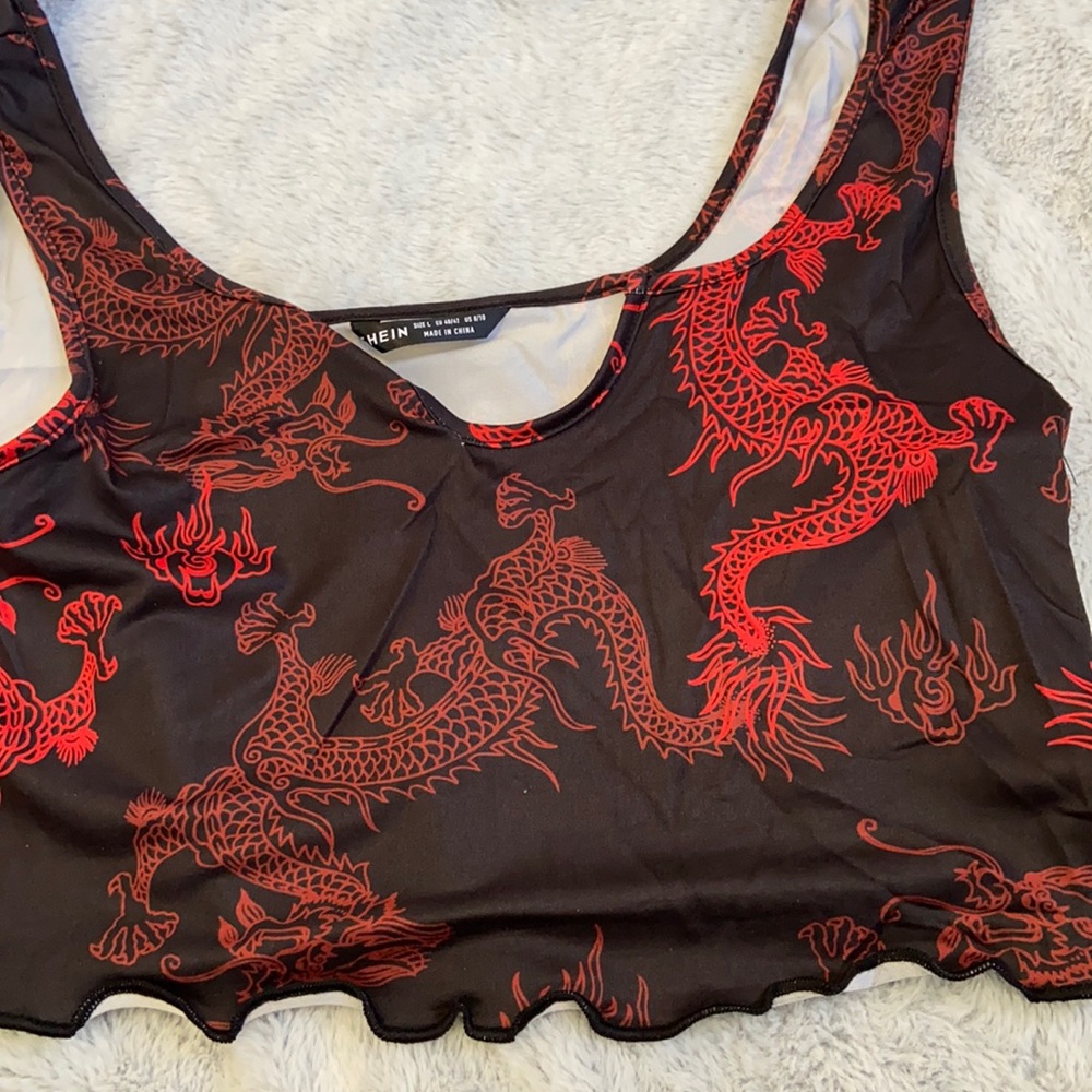 Red and Black Dragon Cropped tank